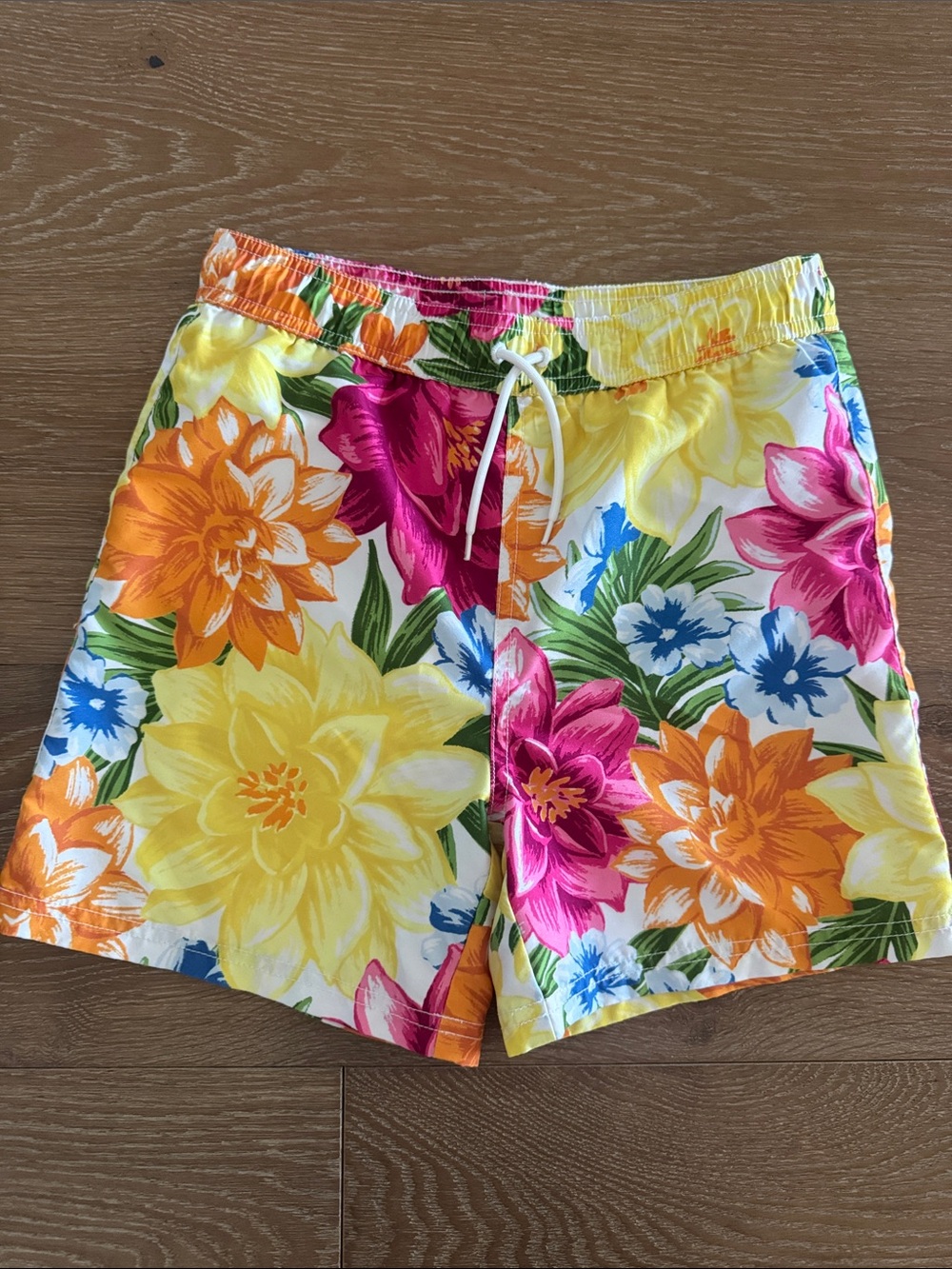 Janie and Jack Yellow, Orange, Pink, Blue Floral Swim Trunks